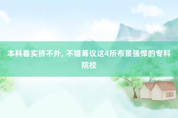 本科着实挤不外, 不错筹议这4所布景强悍的专科院校