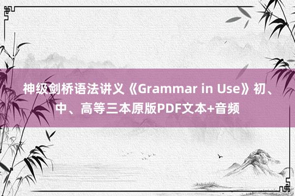 神级剑桥语法讲义《Grammar in Use》初、中、高等三本原版PDF文本+音频