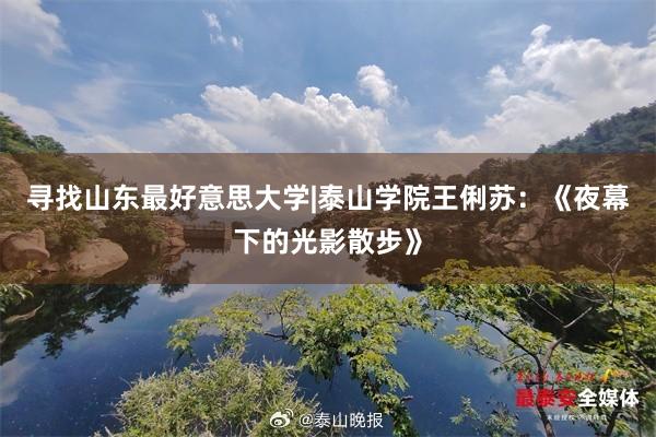 寻找山东最好意思大学|泰山学院王俐苏：《夜幕下的光影散步》